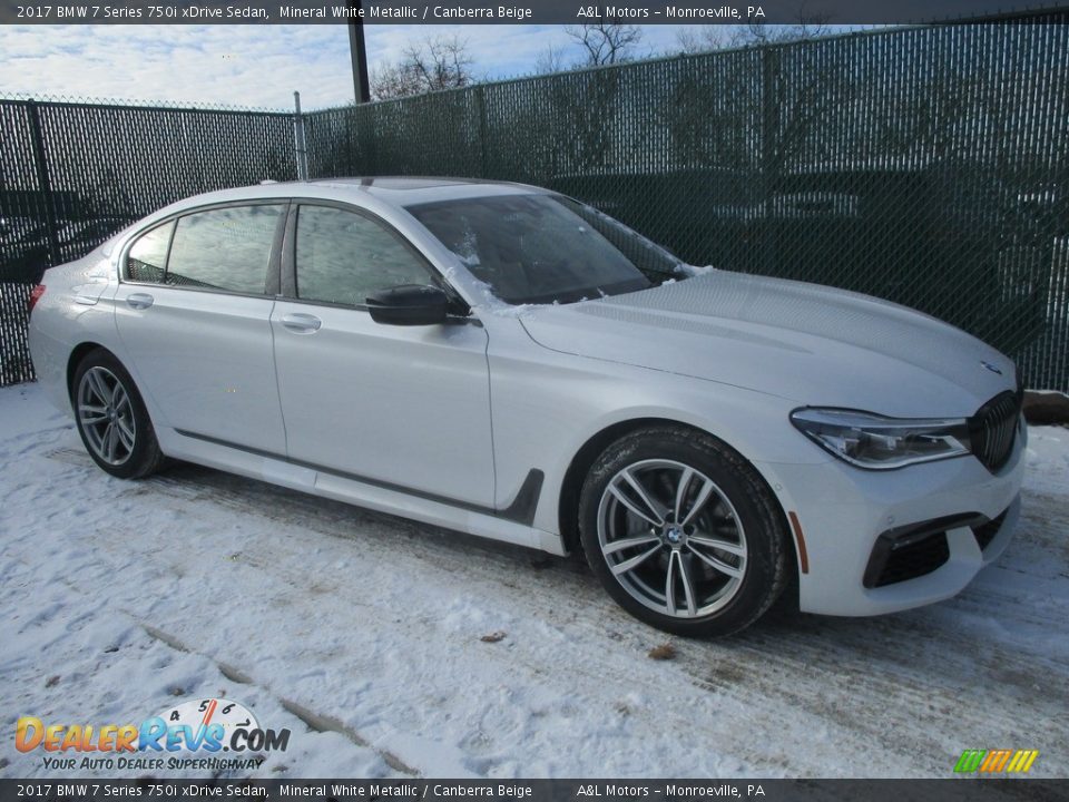 2017 BMW 7 Series 750i xDrive Sedan Mineral White Metallic / Canberra Beige Photo #1