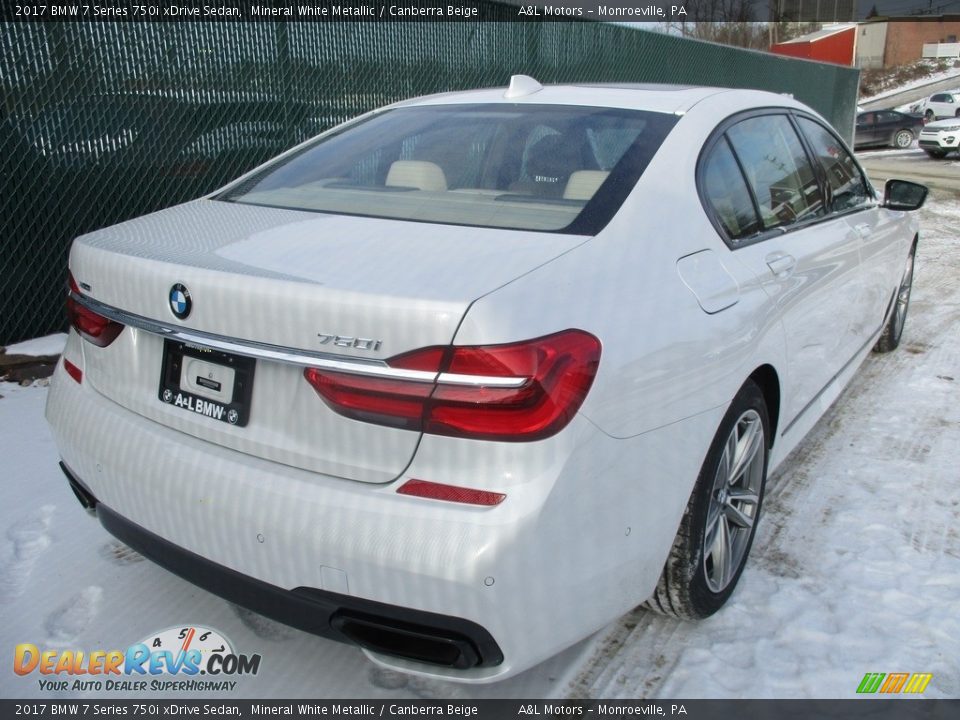 2017 BMW 7 Series 750i xDrive Sedan Mineral White Metallic / Canberra Beige Photo #4