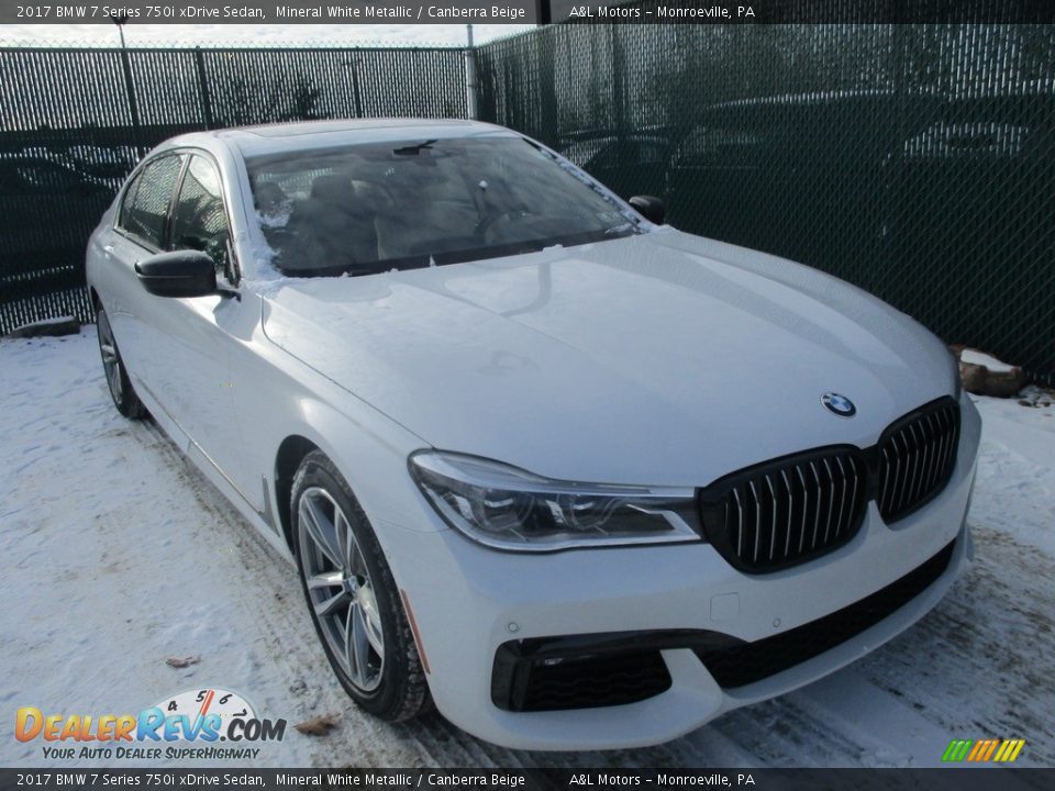 2017 BMW 7 Series 750i xDrive Sedan Mineral White Metallic / Canberra Beige Photo #5