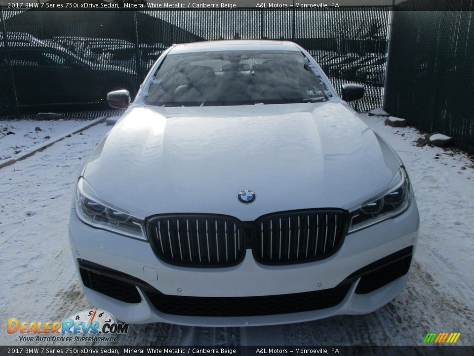 2017 BMW 7 Series 750i xDrive Sedan Mineral White Metallic / Canberra Beige Photo #6