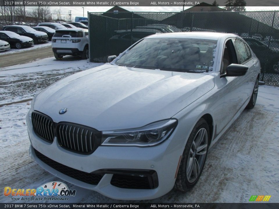 2017 BMW 7 Series 750i xDrive Sedan Mineral White Metallic / Canberra Beige Photo #7