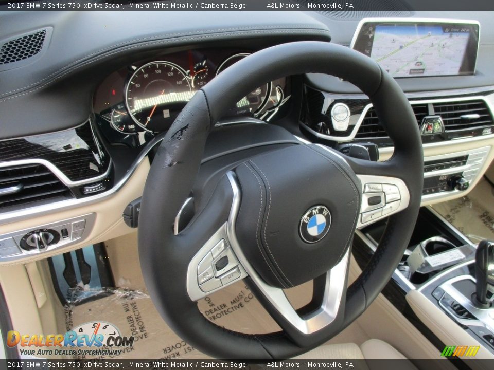 2017 BMW 7 Series 750i xDrive Sedan Mineral White Metallic / Canberra Beige Photo #14