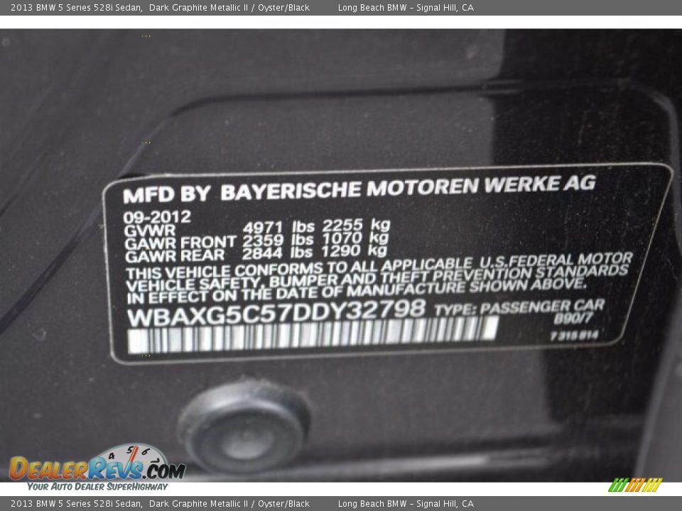 2013 BMW 5 Series 528i Sedan Dark Graphite Metallic II / Oyster/Black Photo #18