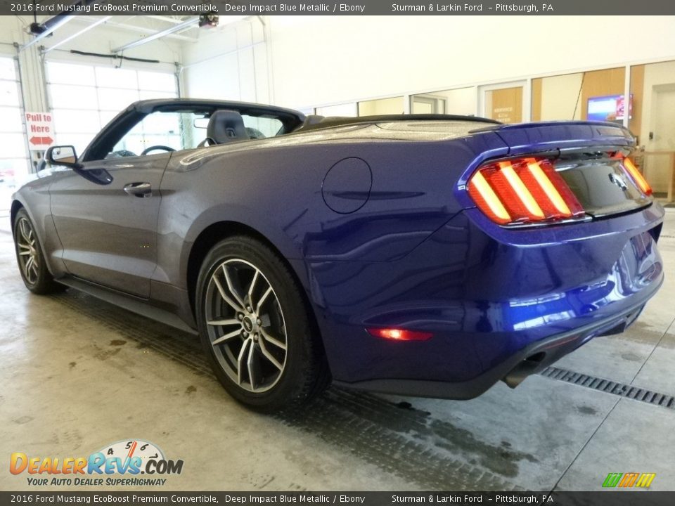 2016 Ford Mustang EcoBoost Premium Convertible Deep Impact Blue Metallic / Ebony Photo #3