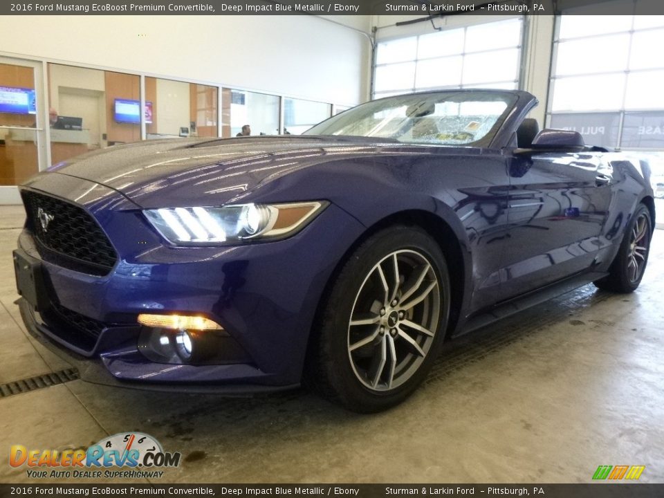 2016 Ford Mustang EcoBoost Premium Convertible Deep Impact Blue Metallic / Ebony Photo #4