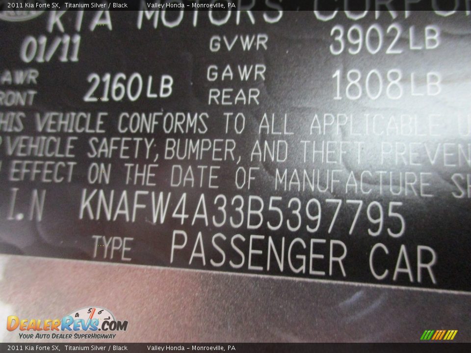 2011 Kia Forte SX Titanium Silver / Black Photo #19