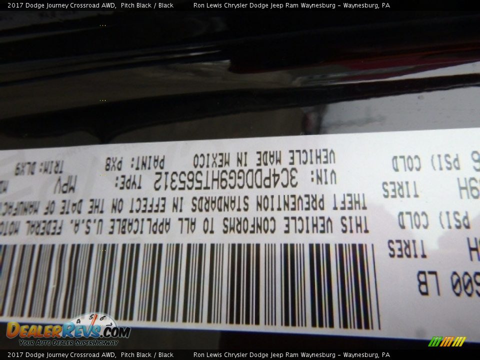 2017 Dodge Journey Crossroad AWD Pitch Black / Black Photo #15