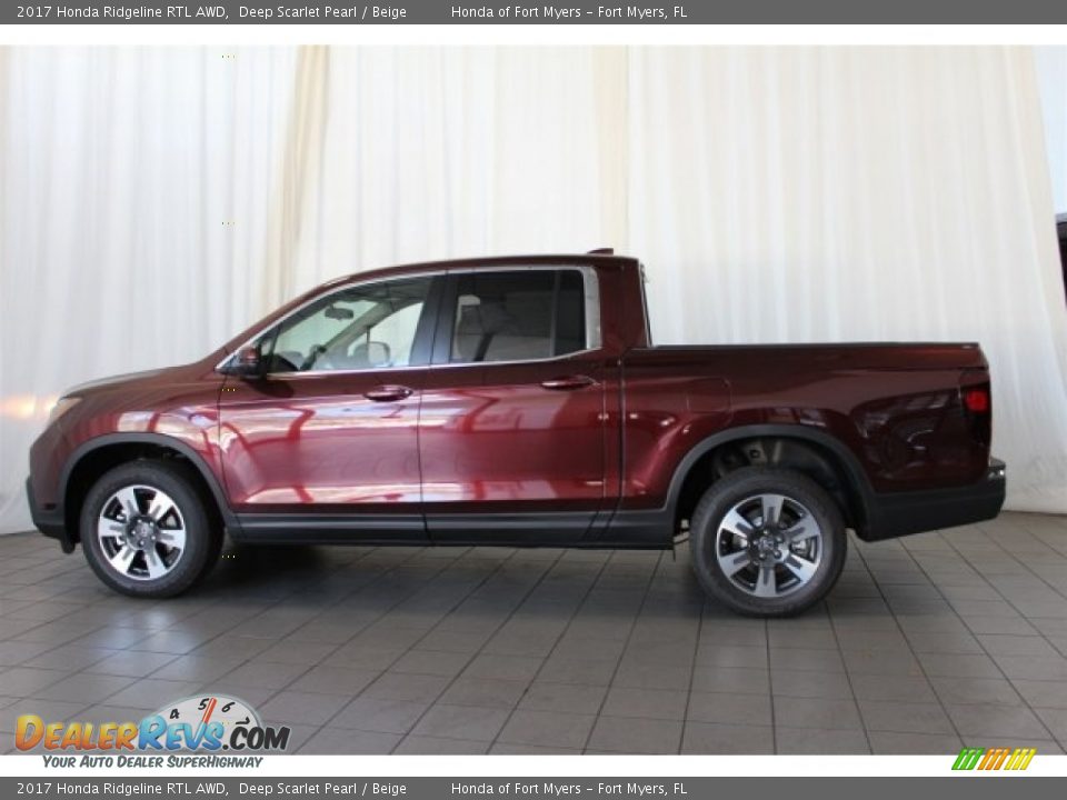 2017 Honda Ridgeline RTL AWD Deep Scarlet Pearl / Beige Photo #5