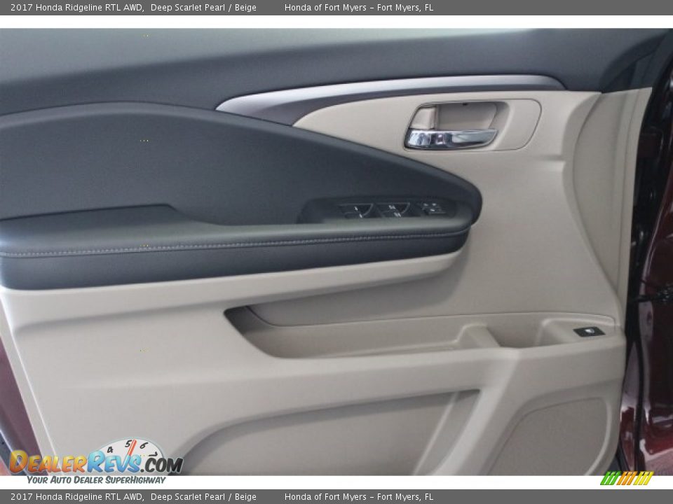 2017 Honda Ridgeline RTL AWD Deep Scarlet Pearl / Beige Photo #7