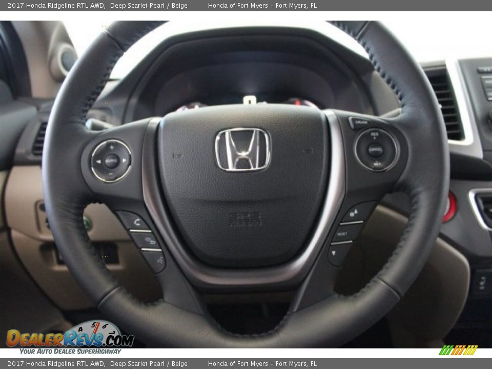 2017 Honda Ridgeline RTL AWD Steering Wheel Photo #12