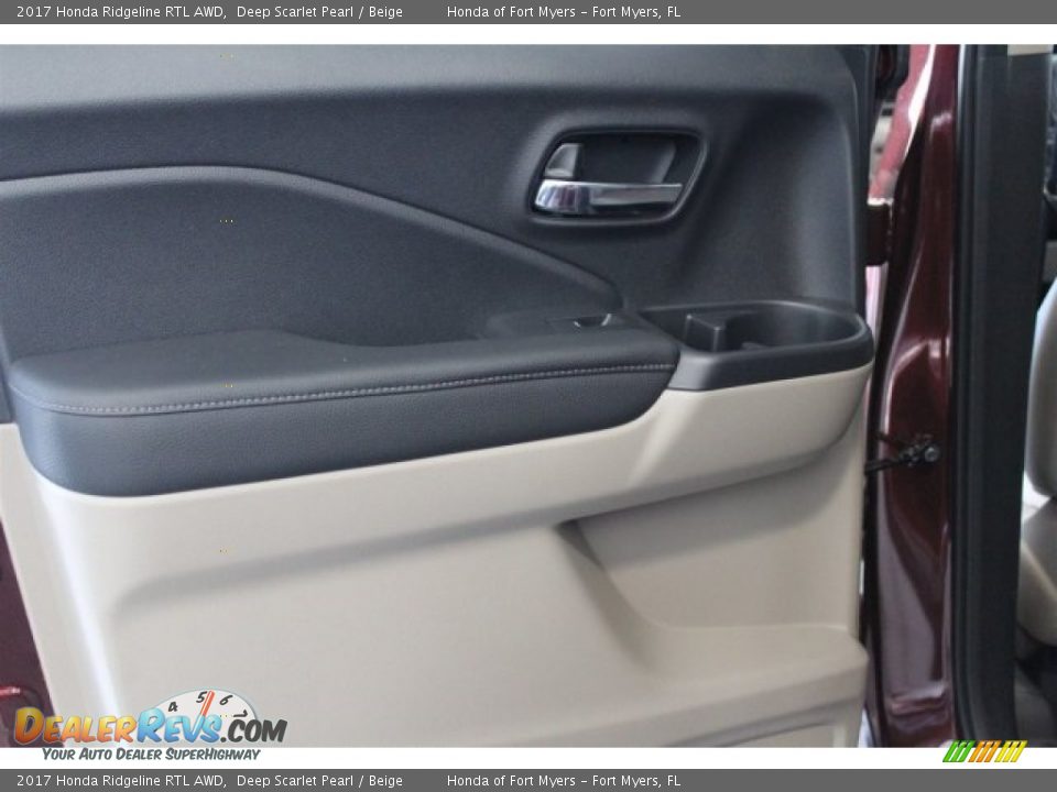 2017 Honda Ridgeline RTL AWD Deep Scarlet Pearl / Beige Photo #25