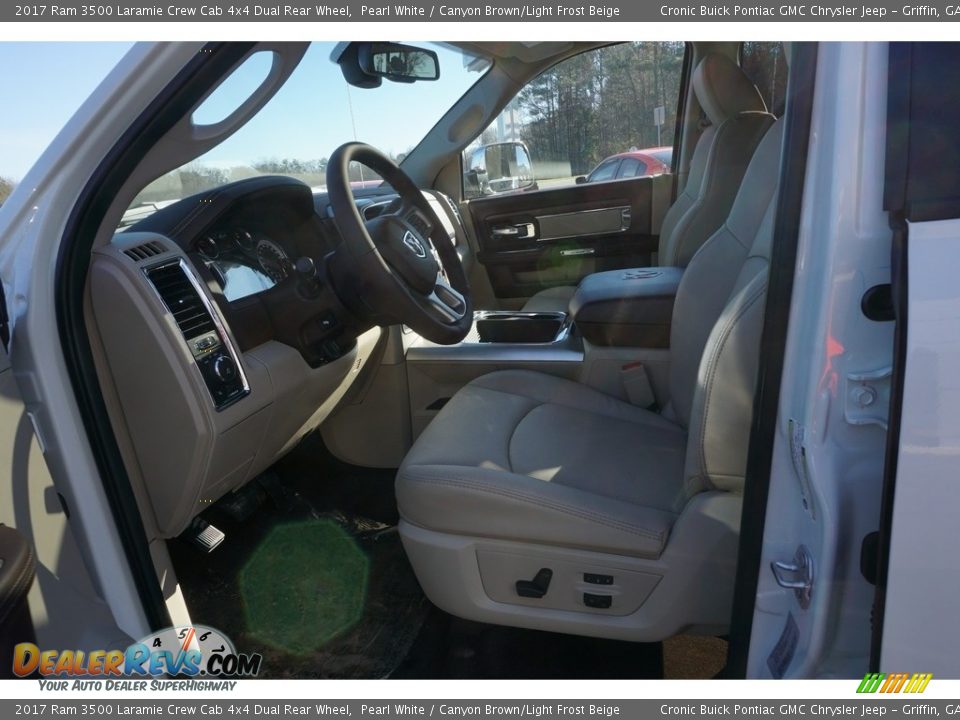 2017 Ram 3500 Laramie Crew Cab 4x4 Dual Rear Wheel Pearl White / Canyon Brown/Light Frost Beige Photo #8