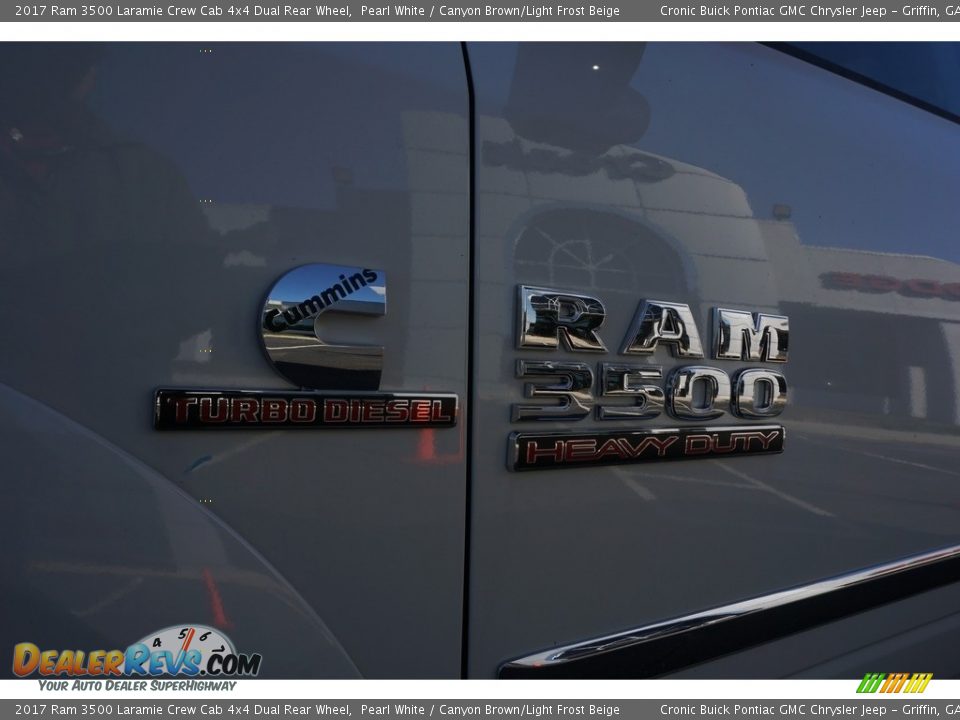 2017 Ram 3500 Laramie Crew Cab 4x4 Dual Rear Wheel Pearl White / Canyon Brown/Light Frost Beige Photo #11