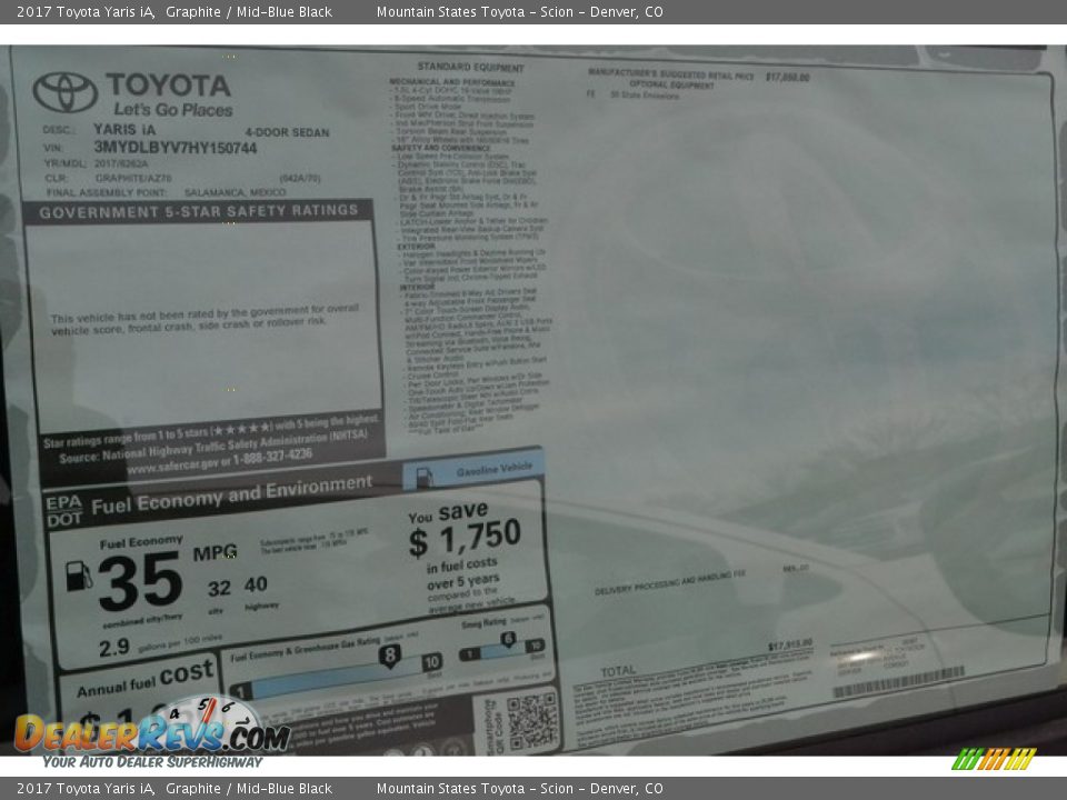 2017 Toyota Yaris iA Graphite / Mid-Blue Black Photo #10