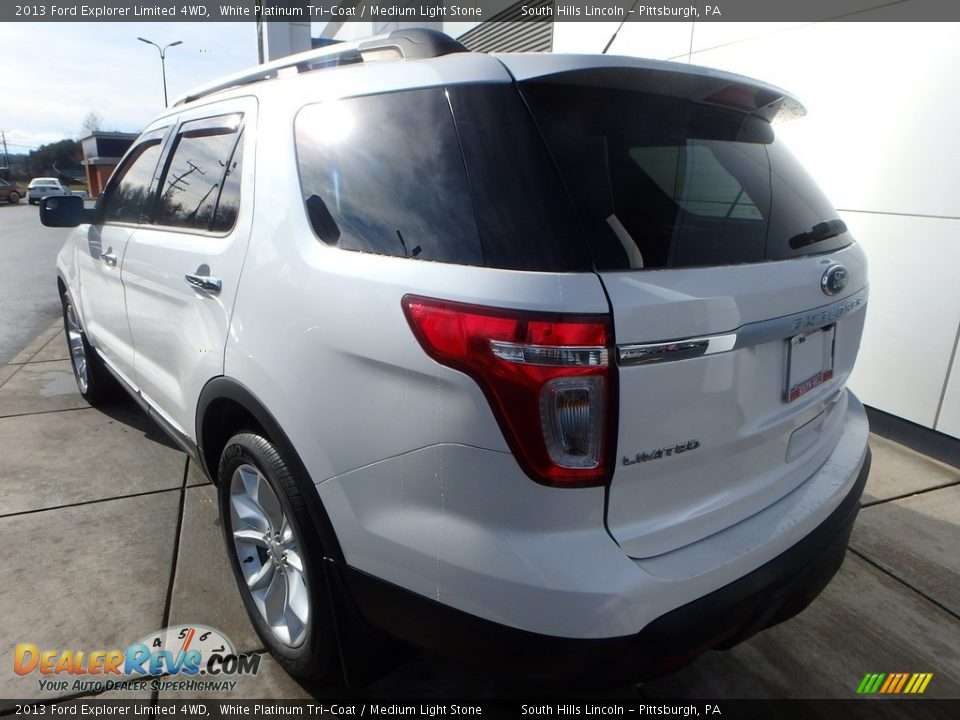 2013 Ford Explorer Limited 4WD White Platinum Tri-Coat / Medium Light Stone Photo #3