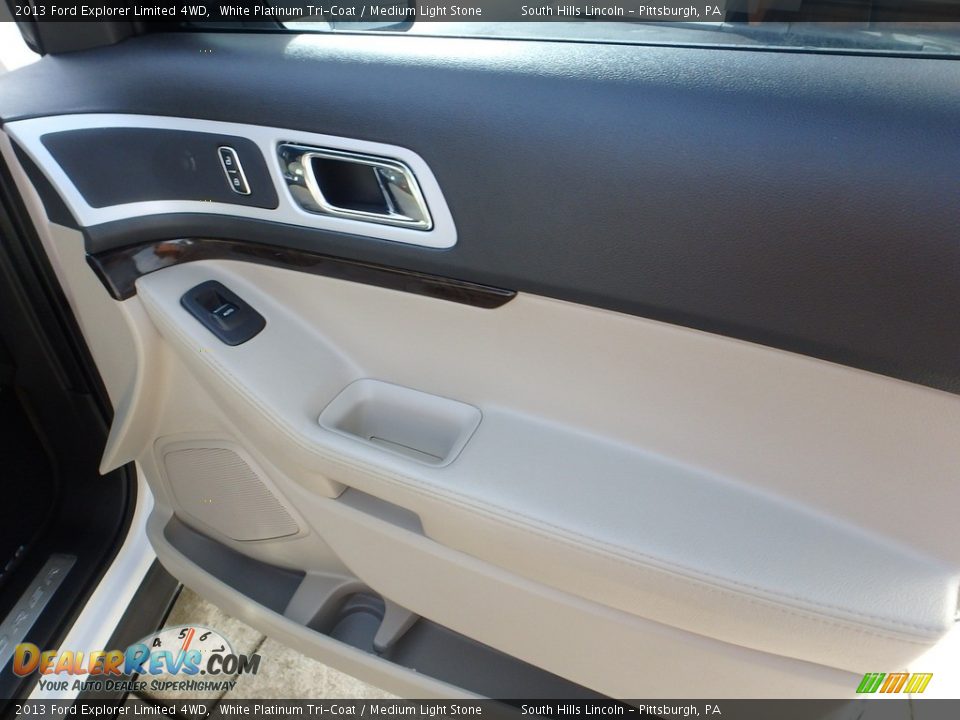 2013 Ford Explorer Limited 4WD White Platinum Tri-Coat / Medium Light Stone Photo #13