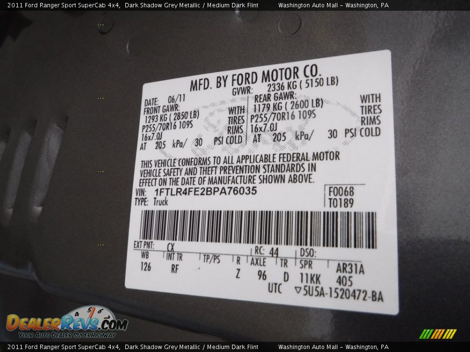 2011 Ford Ranger Sport SuperCab 4x4 Dark Shadow Grey Metallic / Medium Dark Flint Photo #24