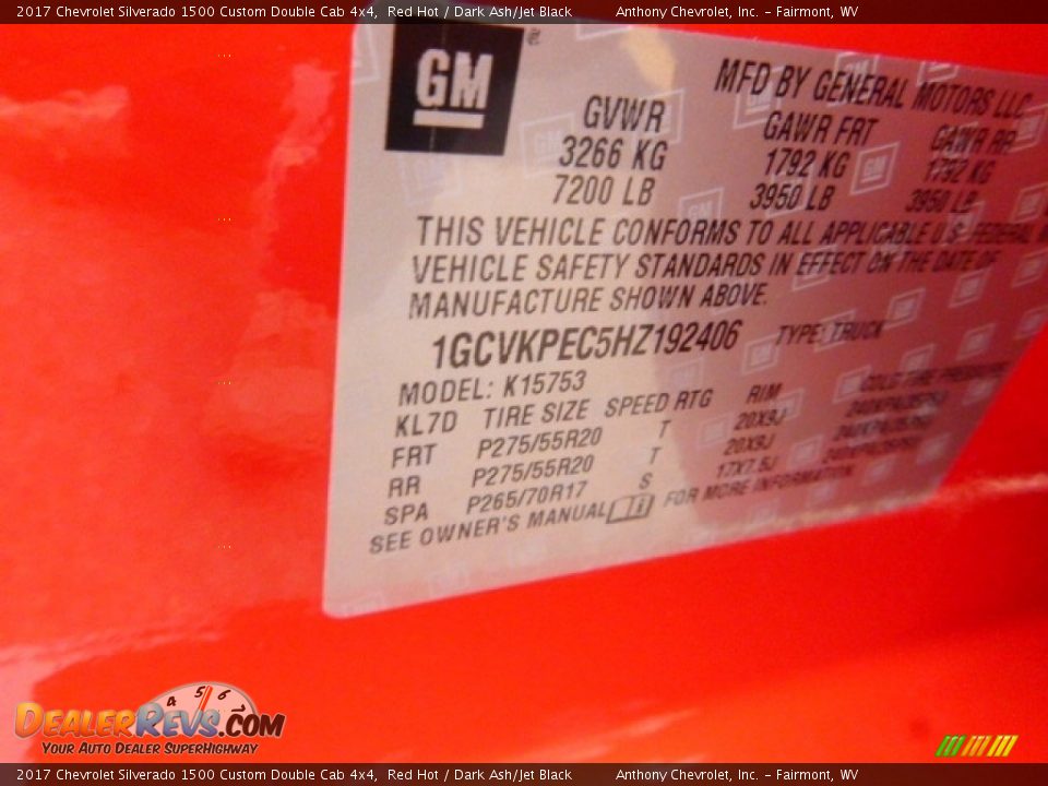 2017 Chevrolet Silverado 1500 Custom Double Cab 4x4 Red Hot / Dark Ash/Jet Black Photo #13