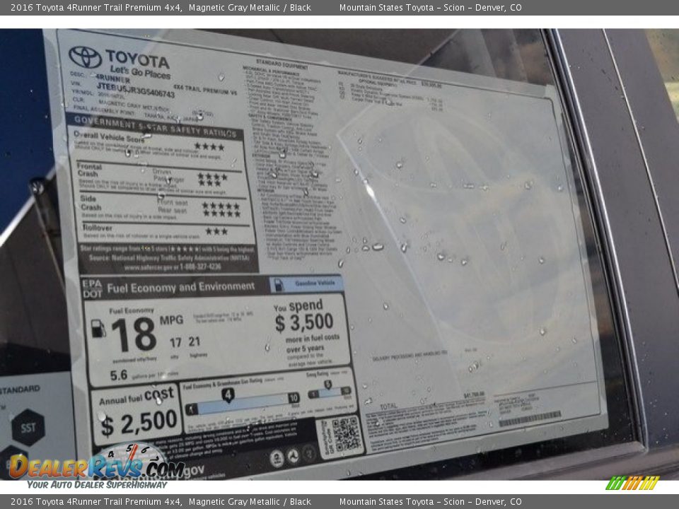 2016 Toyota 4Runner Trail Premium 4x4 Magnetic Gray Metallic / Black Photo #10