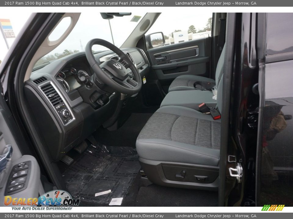 2017 Ram 1500 Big Horn Quad Cab 4x4 Brilliant Black Crystal Pearl / Black/Diesel Gray Photo #7