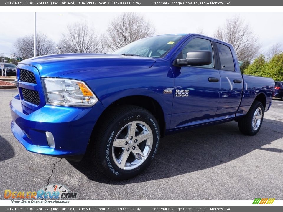 2017 Ram 1500 Express Quad Cab 4x4 Blue Streak Pearl / Black/Diesel Gray Photo #1