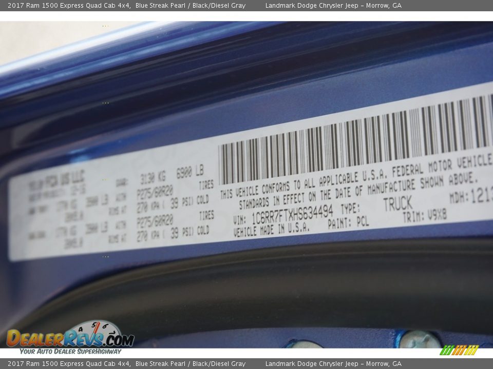 2017 Ram 1500 Express Quad Cab 4x4 Blue Streak Pearl / Black/Diesel Gray Photo #10