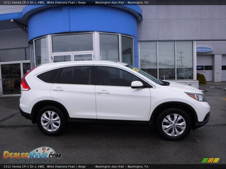 2012 Honda CR-V EX-L 4WD White Diamond Pearl / Beige Photo #2