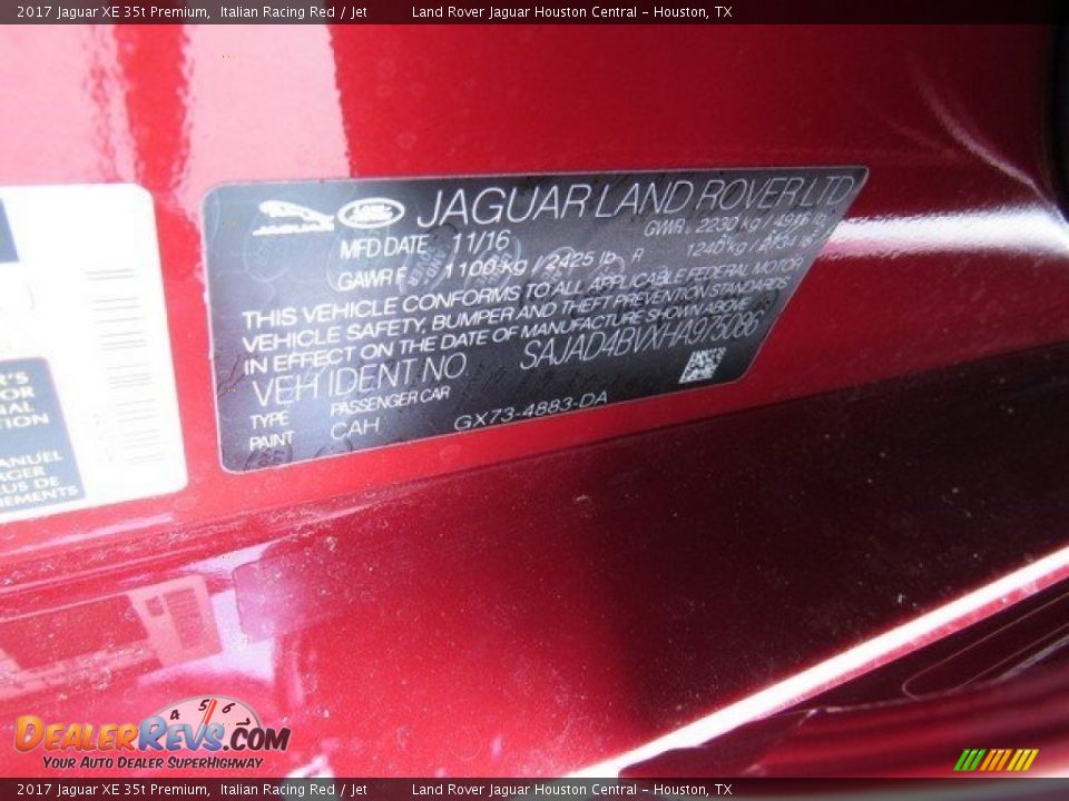 2017 Jaguar XE 35t Premium Italian Racing Red / Jet Photo #20