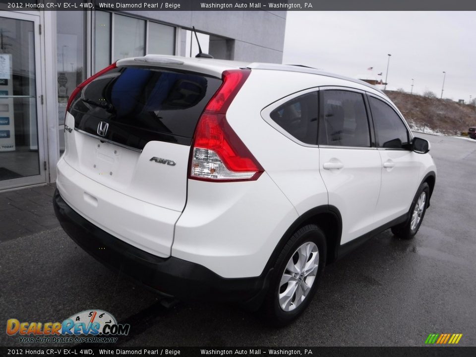 2012 Honda CR-V EX-L 4WD White Diamond Pearl / Beige Photo #10