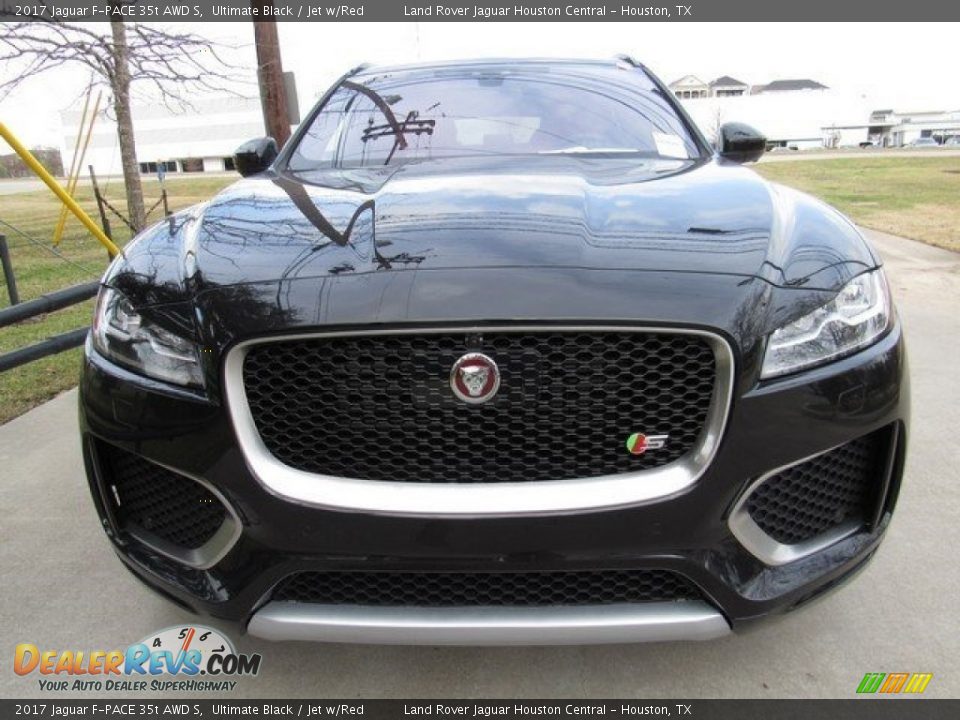 2017 Jaguar F-PACE 35t AWD S Ultimate Black / Jet w/Red Photo #9