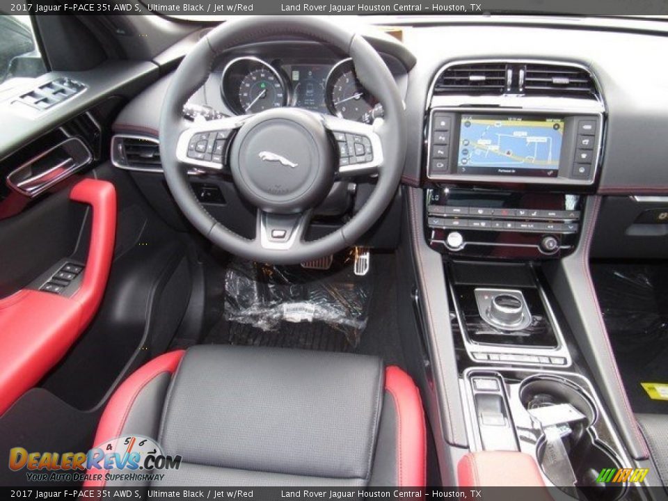 2017 Jaguar F-PACE 35t AWD S Ultimate Black / Jet w/Red Photo #13