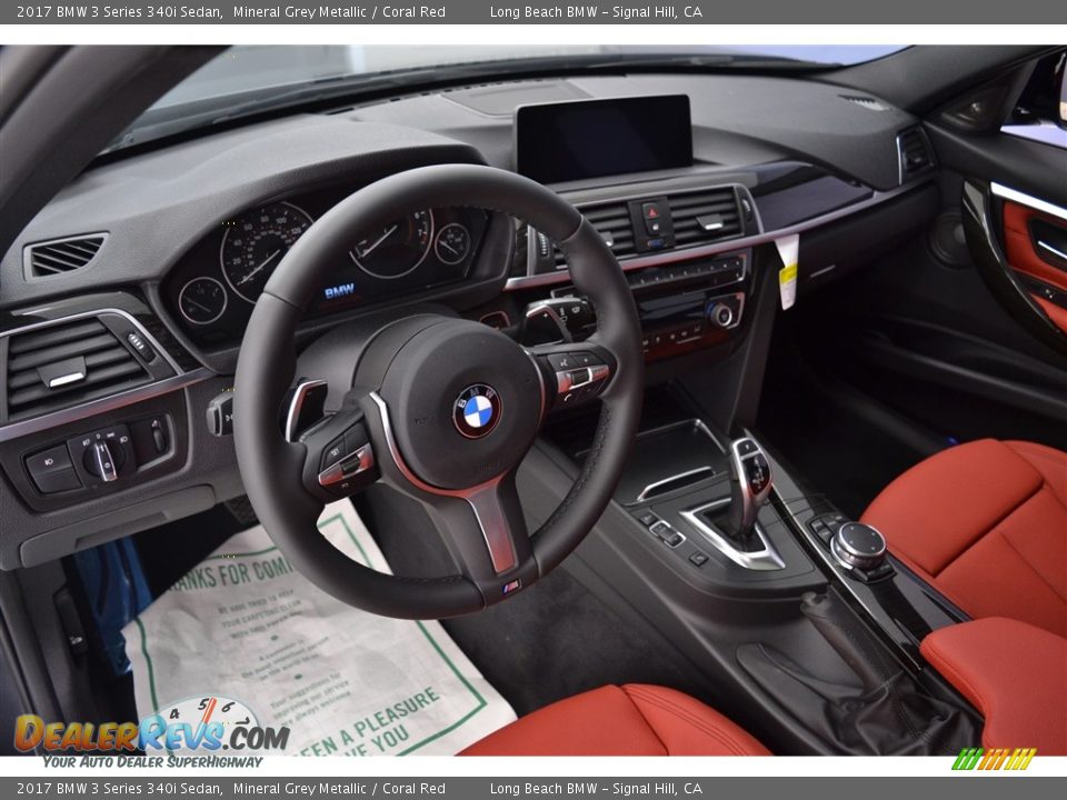 2017 BMW 3 Series 340i Sedan Mineral Grey Metallic / Coral Red Photo #7