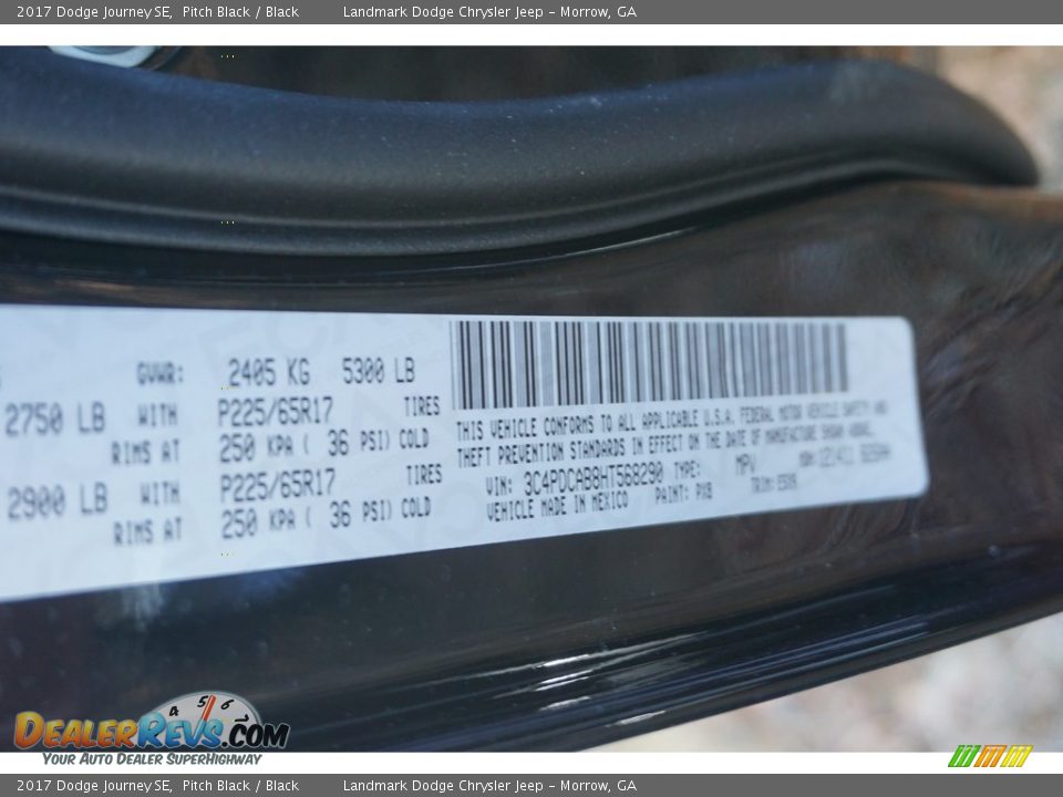 2017 Dodge Journey SE Pitch Black / Black Photo #7