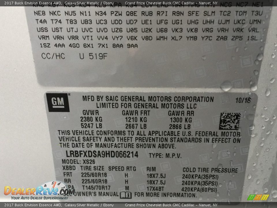 2017 Buick Envision Essence AWD Galaxy Silver Metallic / Ebony Photo #11