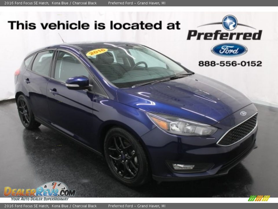 2016 Ford Focus SE Hatch Kona Blue / Charcoal Black Photo #1