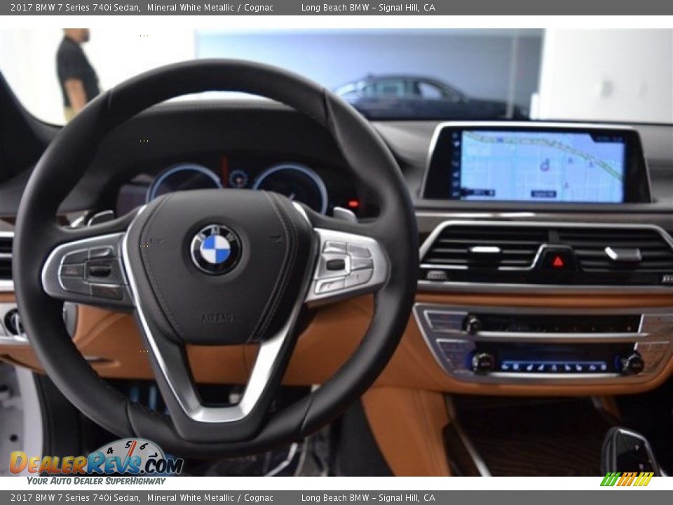 2017 BMW 7 Series 740i Sedan Mineral White Metallic / Cognac Photo #14