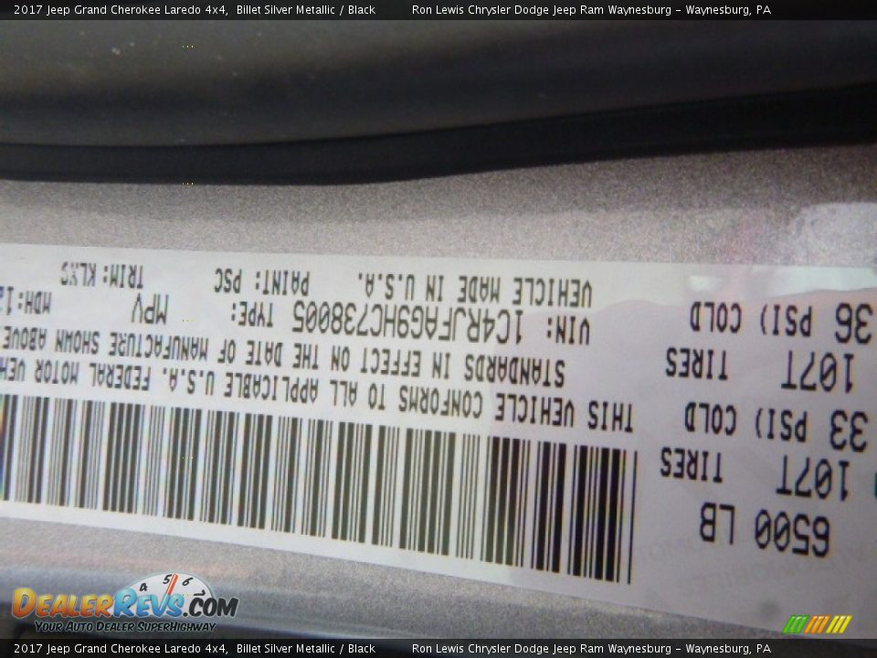 2017 Jeep Grand Cherokee Laredo 4x4 Billet Silver Metallic / Black Photo #16
