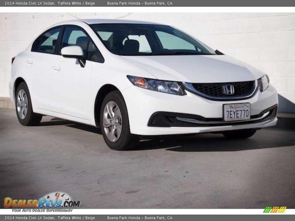 2014 Honda Civic LX Sedan Taffeta White / Beige Photo #1