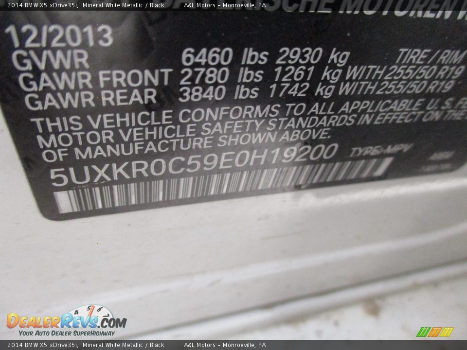 2014 BMW X5 xDrive35i Mineral White Metallic / Black Photo #19