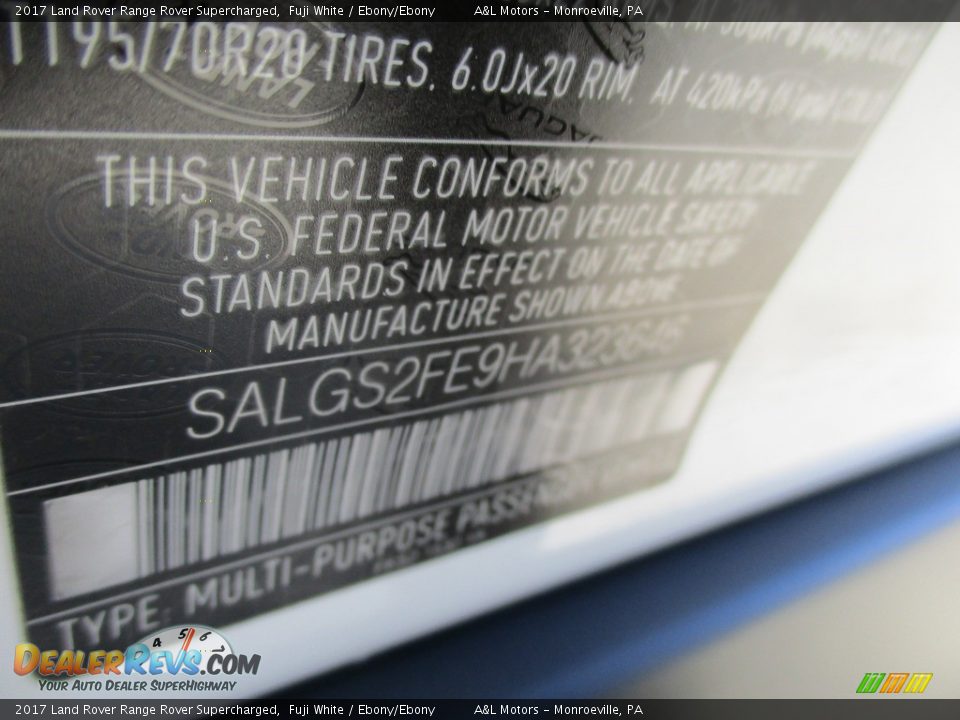 2017 Land Rover Range Rover Supercharged Fuji White / Ebony/Ebony Photo #19