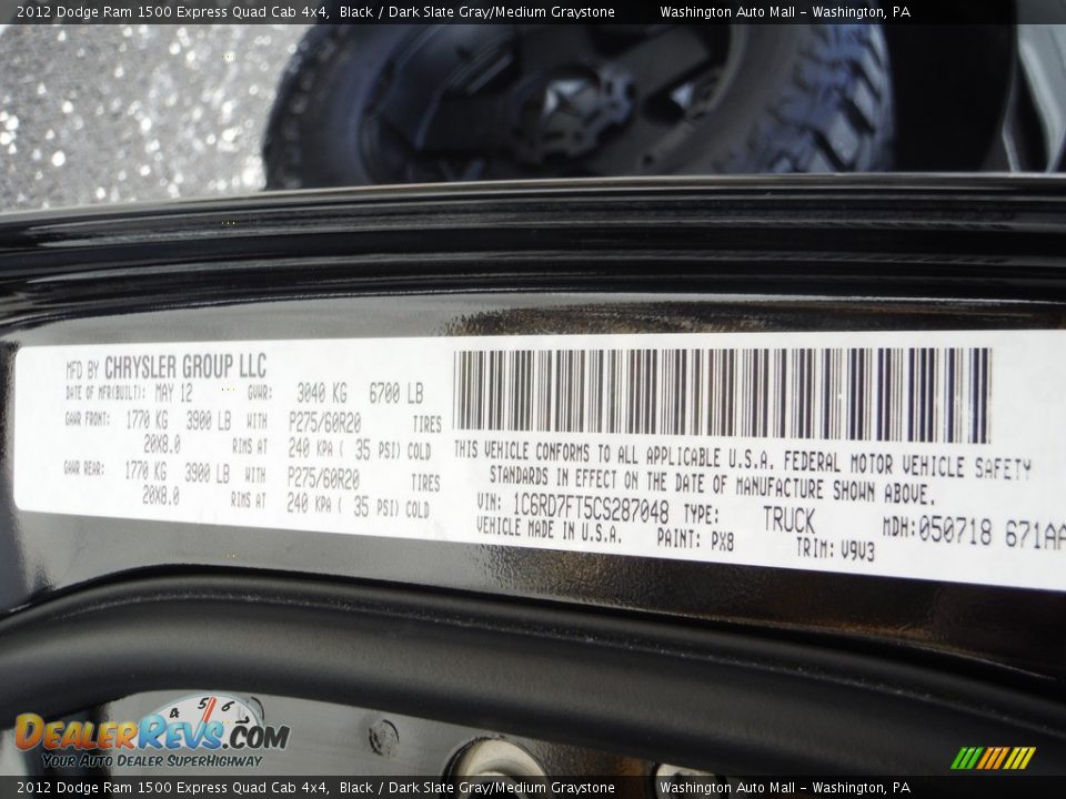 2012 Dodge Ram 1500 Express Quad Cab 4x4 Black / Dark Slate Gray/Medium Graystone Photo #24