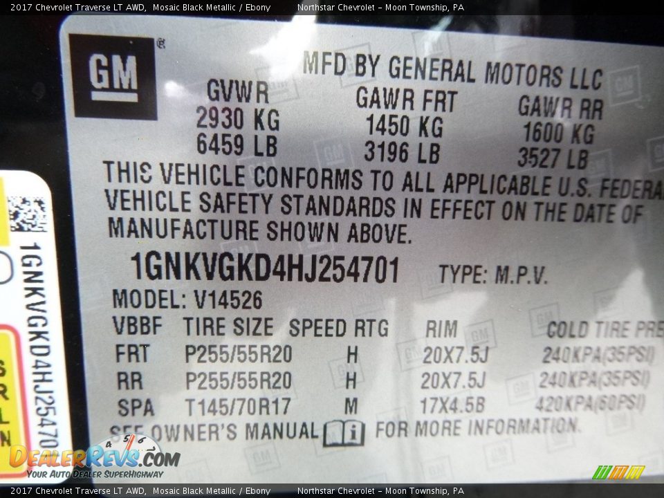 2017 Chevrolet Traverse LT AWD Mosaic Black Metallic / Ebony Photo #16