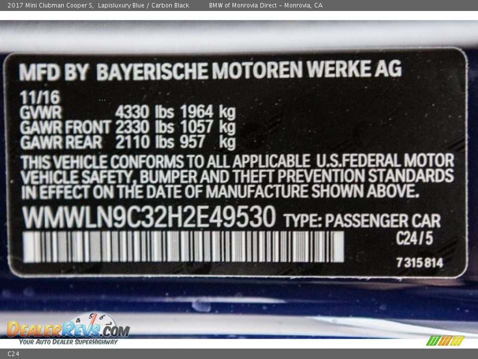 Mini Color Code C24 Lapisluxury Blue