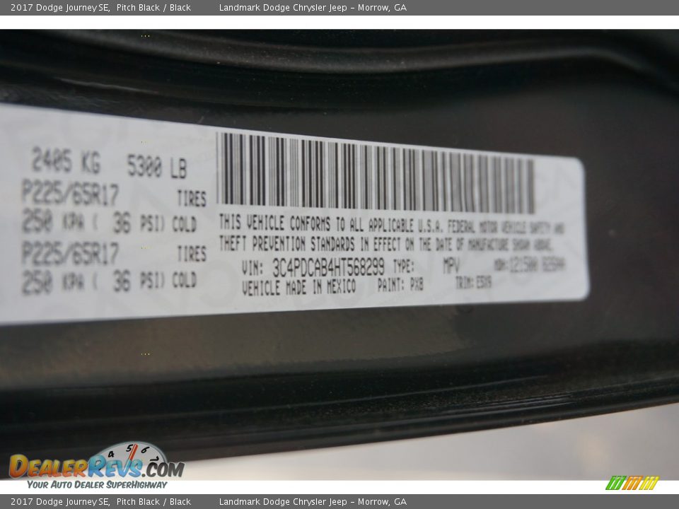 2017 Dodge Journey SE Pitch Black / Black Photo #7