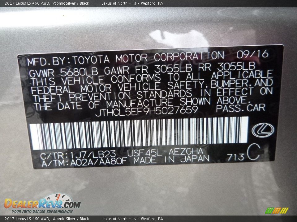 2017 Lexus LS 460 AWD Atomic Silver / Black Photo #10