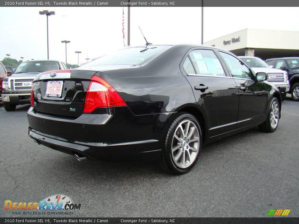 2010 Ford Fusion SEL V6 Tuxedo Black Metallic / Camel Photo #3