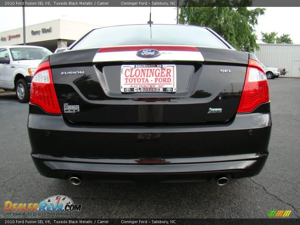 2010 Ford Fusion SEL V6 Tuxedo Black Metallic / Camel Photo #4