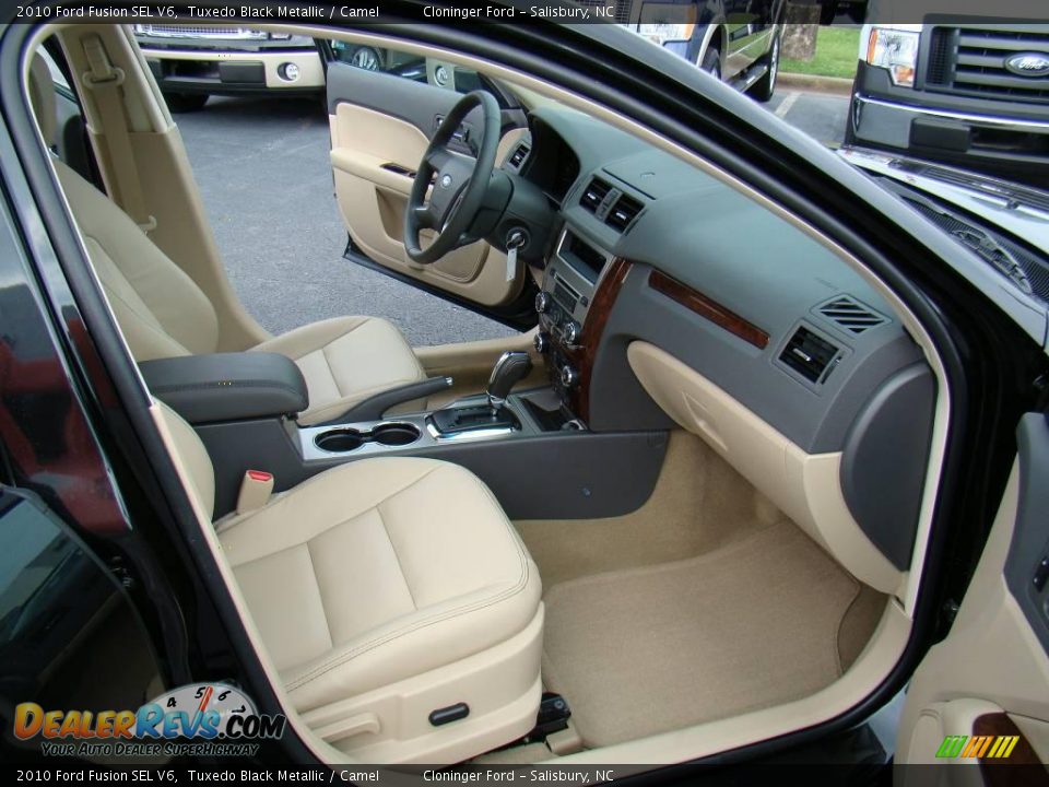 2010 Ford Fusion SEL V6 Tuxedo Black Metallic / Camel Photo #12