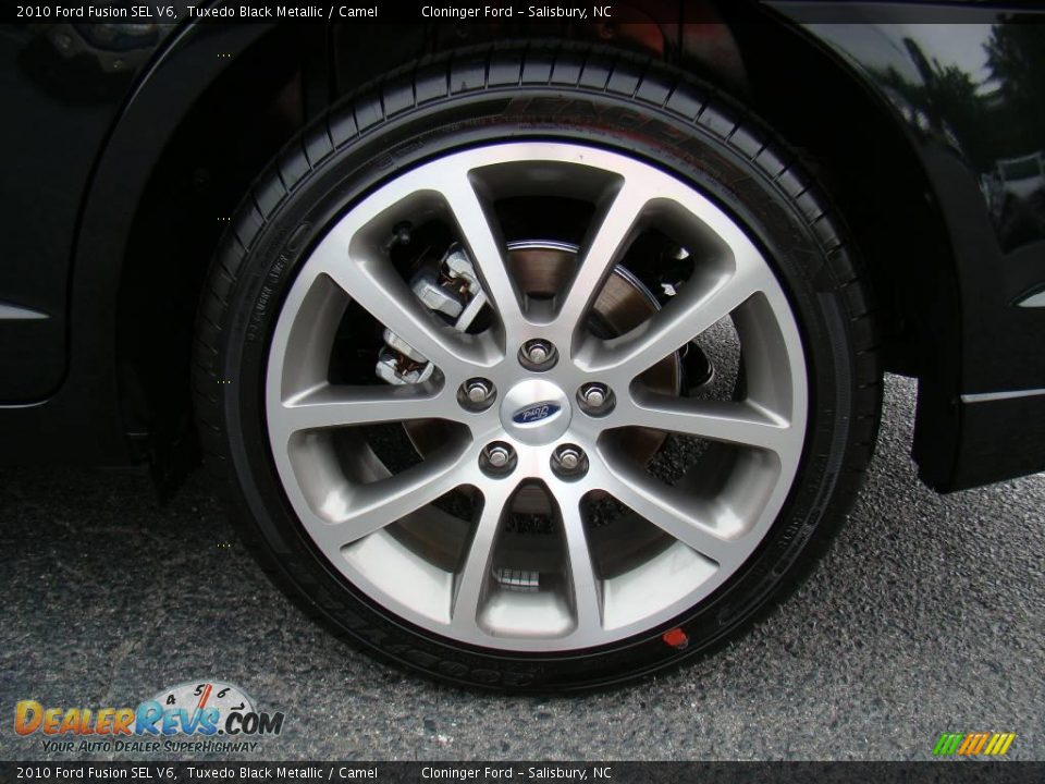 2010 Ford Fusion SEL V6 Tuxedo Black Metallic / Camel Photo #15