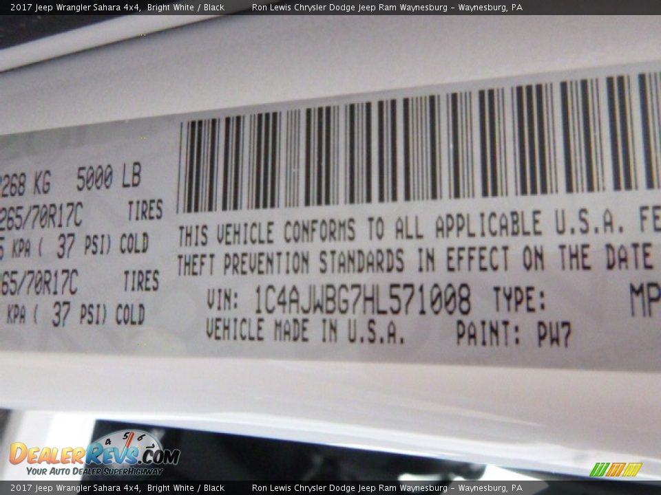 2017 Jeep Wrangler Sahara 4x4 Bright White / Black Photo #15